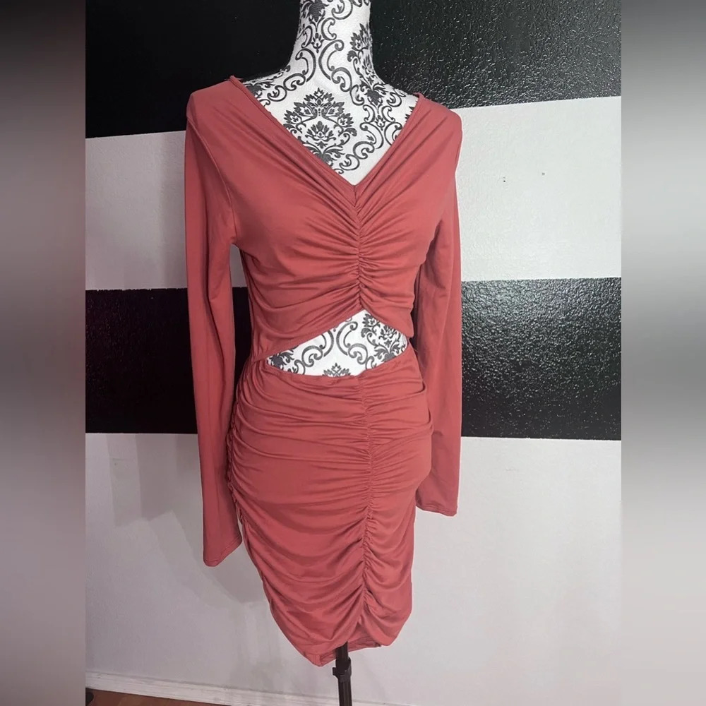 NWT Fashion Nova Ruched cut out mini dress